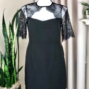 Nanette Lepore Black Sheath Dress with Flutter Sleeves